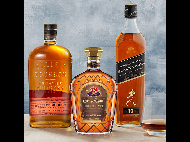 Gamber Liquors Bulleit Bourbon, Crown Royal, Johnnie Walker Black Label